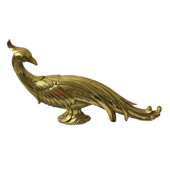Pair Of Syroco Gold Gilt Pheasant Peacock Bird Figurines Hollywood Regency MCM - Picture 3 of 12